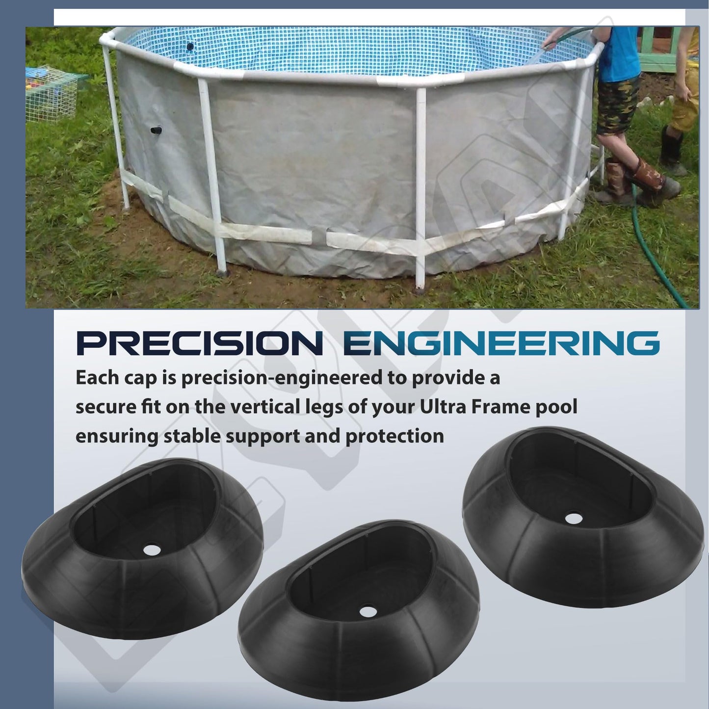 3 Pcs 11453 Pool Leg Cap Replacement, Compatible with Intex Ultra Frame Above Ground Swimming Pools 15ft - 26ft, Vertical Leg End Cap for 28301TT, 28303SR, 28321EH, 28323EH, 28327EH, 28331EH, 28335EH
