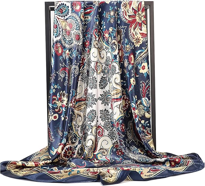 vimate 35" Square Silk Like Head Scarf - Women's Fashion Satin Scarf Bandana for Hair Wrapping at Night.