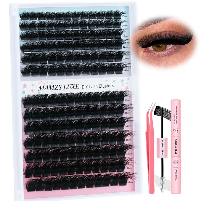 Thick Lash Clusters Kit 10-18MM 156Pcs Individual Lashes Clusters 200D Eyelash Clusters Kit Full Volume False Eyelashes Dramatic Luxury Cluster Eyelash Extension Kit by MAMZY LUXE