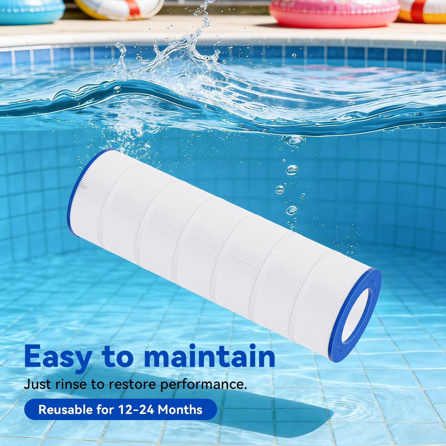 Hiioors CC150 Pool Filter Cartridge, Compatible with Pentair Clean & Clear 150, Replace Pentair R173216, Pleatco PAP150, Unicel C-9415, 150 sq.ft, Heavy Duty 5 oz+ Trilobal Fabric