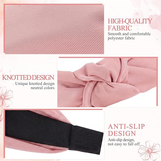 obeoby 8Pcs Knotted Headbands, Non-Slip Fashion Women's Hairbands Teacher Headbands for Women Hair Accessories Gifts for Grandma(Dark Series)