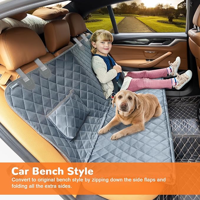 URPOWER Seat Cover for Dog 100% Waterproof Pet Seat Cover Hammock 600D Heavy Duty Scratch Proof Nonslip Durable Soft Pet Back Seat Covers for Cars Trucks and SUVs