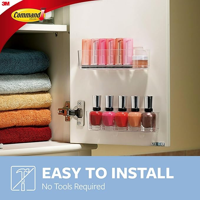 Command Medium Caddy, Holds up to 2 lb, 7.5" x 2.1" x 2.1", 1 Caddy with 4 Strips, Damage-Free Organization Wall Mount to Cabinet, Kitchen, Pantry, Closet, or Under Sink