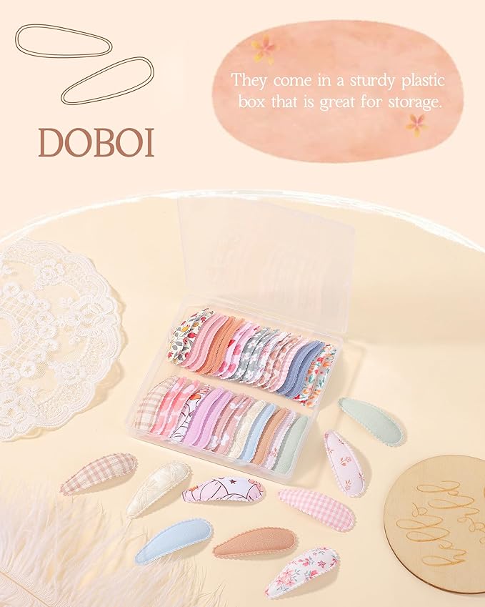 doboi 40Pcs Toddler Hair Clips Hair Barrettes Baby Girls Hair Bows Clips Floral Print Non Slip Snap Hairpins Flower Hair Clips for Girls Kids Toddler Hair Accessories