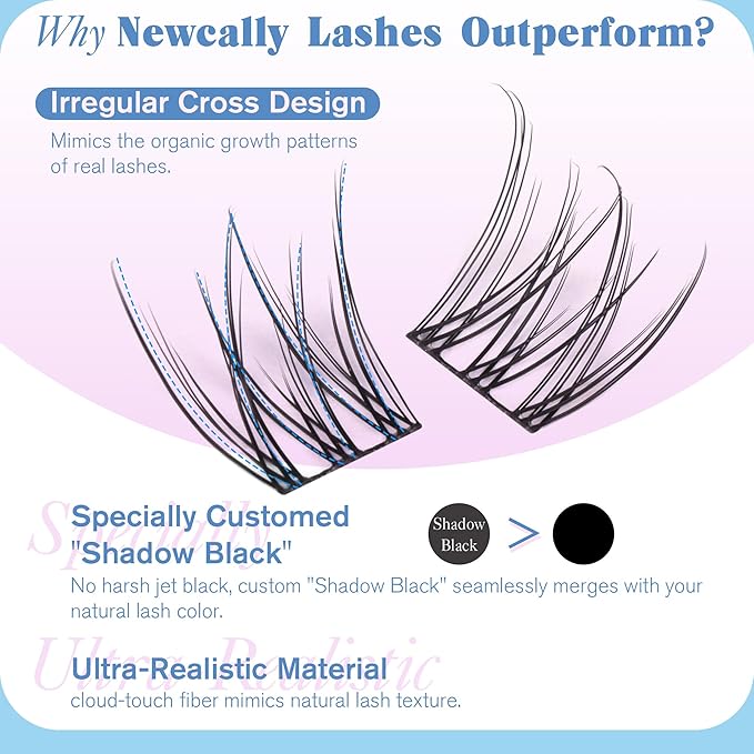 Natural Short Lash Clusters 9-12MM Cluster Eyelash Extensions C-curly Wispy Eyelash Clusters Individual Lashes DIY Lash Extension at Home for Beginners by Newcally