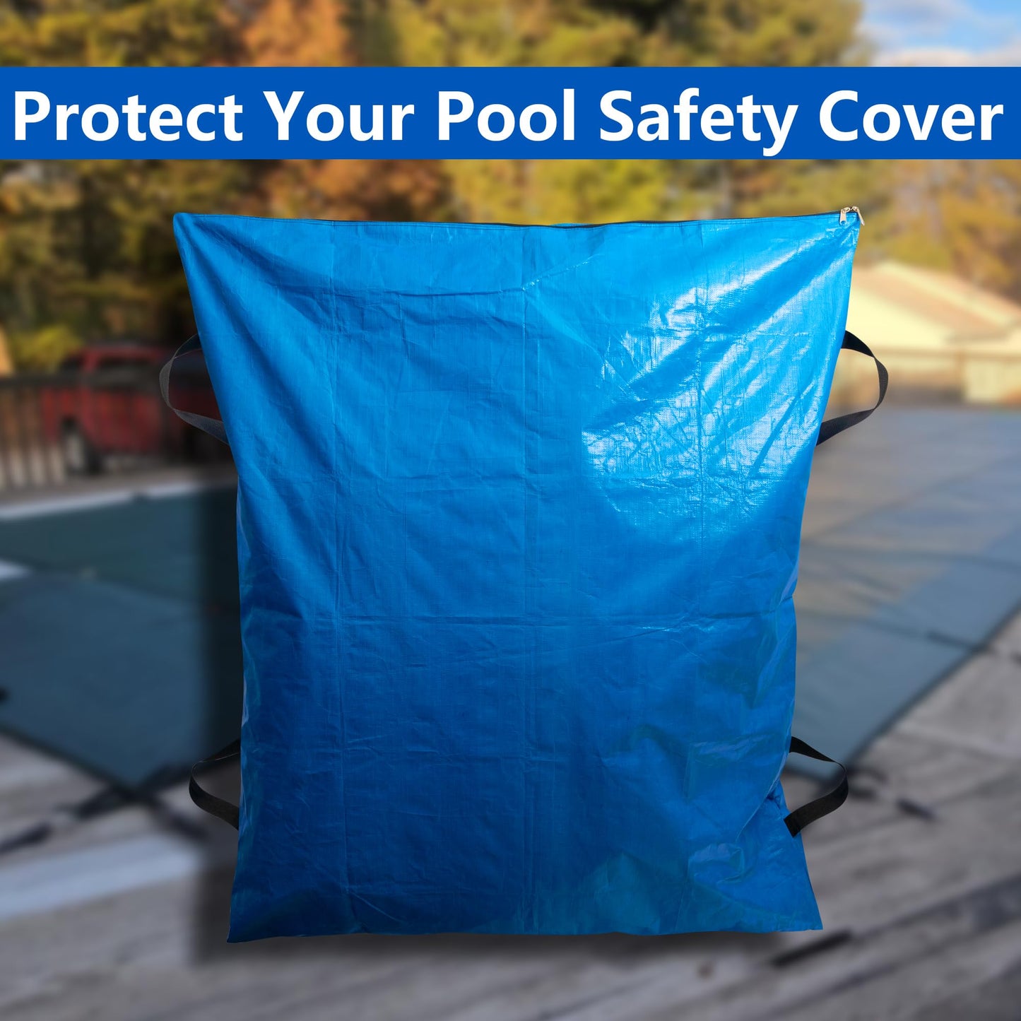 Adnee Pool Cover Storage Bag with 4 Carry Handles,48x57 Inch Waterproof Pool Safety Cover Stowaway Bag, Pool Cover Packing Bags for Pool Covers Organizing