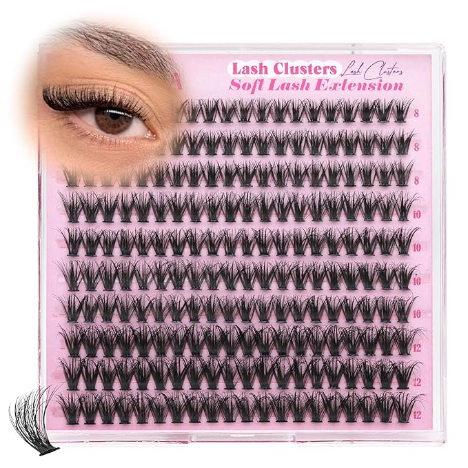 Short Lash Clusters 8-12mm Natural Fluffy Eyelash Clusters Wispy DIY Lash Extensions CC Curl Individual Lashes Clusters with Soft Band by Yawamica
