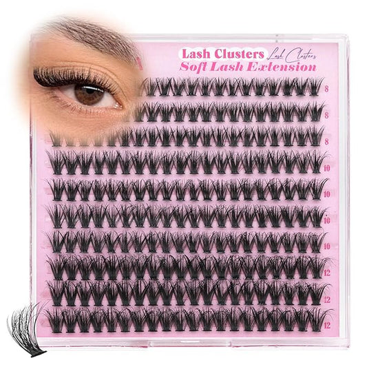 Short Lash Clusters 8-12mm Natural Fluffy Eyelash Clusters Wispy DIY Lash Extensions CC Curl Individual Lashes Clusters with Soft Band by Yawamica