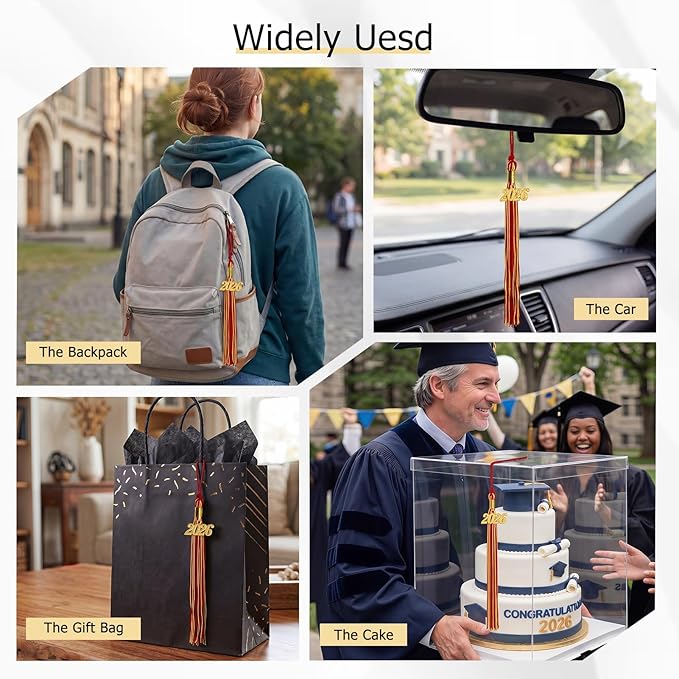 GraduationMall Single&Multiple Color Graduation Tassel with 2026 Year Charm 9"