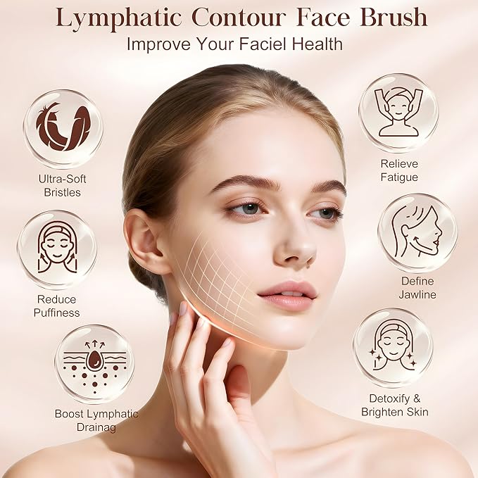 Lymphatic Contour Face Brush Facial Tool Dry Sculpting Massage Skin Gua Sha Beauty Glow Soft