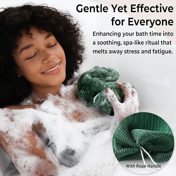 Afro Scrubber African Net Sponge - 2 Pieces Authentic African Wash Cloths - Exfoliating Body Sponges for Showering Forest & BabyPink - Back Scrub Exfoliator Shower Loofah for Body Bath Accessories