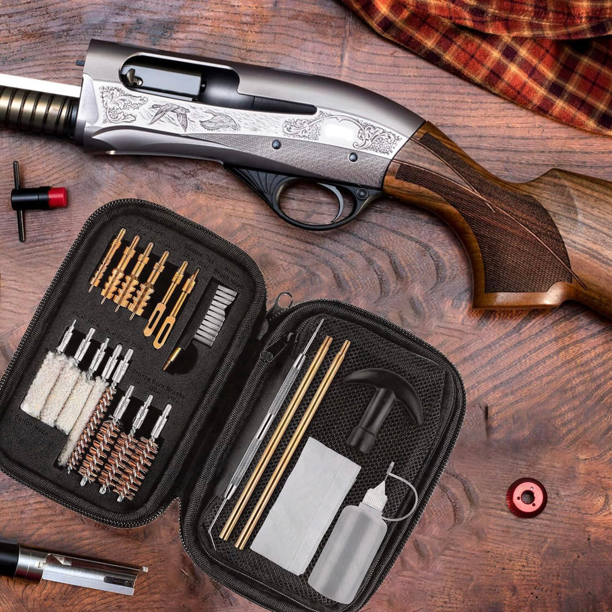 TactiClean Handgun Cleaning Kit, 25 in 1 Universal Gun Cleaning Kit for .22 .357 .38/9mm .40 .45 Caliber, Pistol Cleaning Kit Gun Brush Tools Gun Accessories
