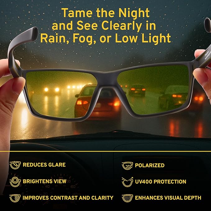 Titan Gaming Glasses, Blue Light Blocking, Night Driving Glasses for Men, Computer Protection, Gift for Gamers