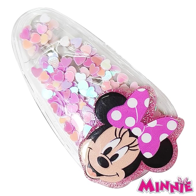 LUV HER Disney Licensed Hair Accessories For Girls, 6pc Magical Confetti Cute Hair Clips with Favorite Disney Character Charms, Minnie and Daisy, Ages 3+