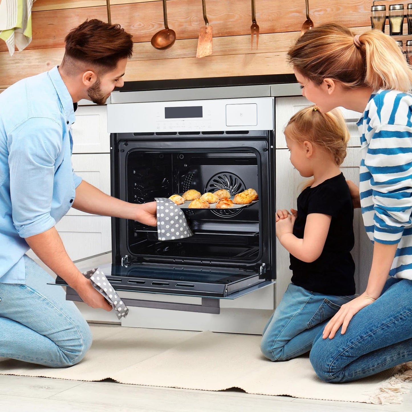 Garvee 24 Inch Built-in Steam & Convection Oven with 8 Cooking Functions, 108 Smart Recipes, 2.5 Cu.ft Stainless Steel Convection Oven with Enamel Cavity, Touch Control, Stepless Temperature Adjus