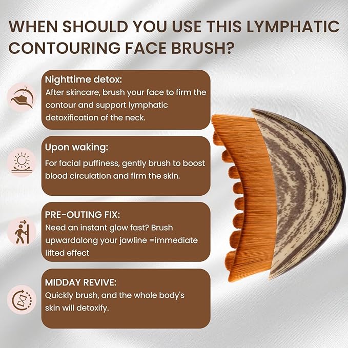 3-in-1 Lymphatic Contour Face Brush: Facial Dry Brush, Lymphatic Lifter & Jawline Sculptor | Hypoallergenic Ergonomic Design | Reduces Puffiness & Tightens Skin