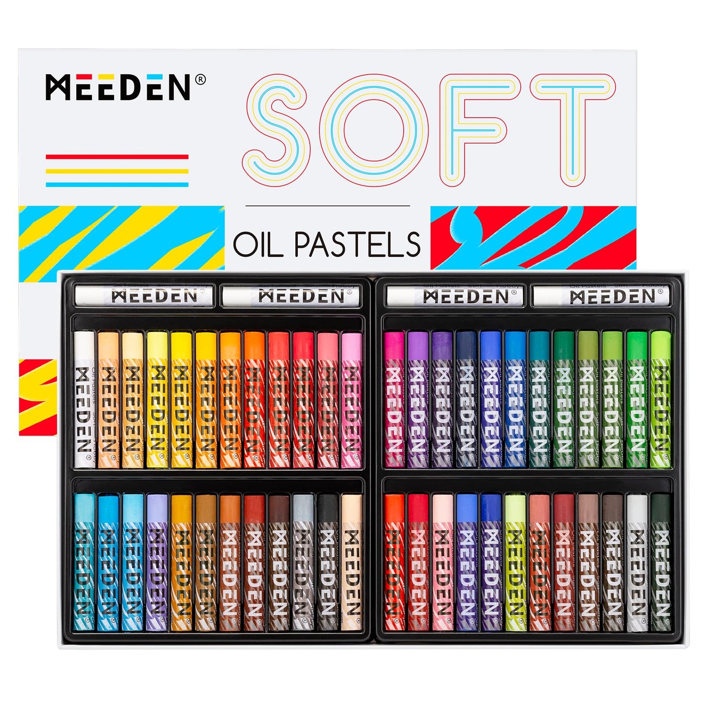 MEEDEN Soft Oil Pastels Set: 48 Colors with Extra 4 White Oil Pastels for Artists Beginners Adults Teachers - Vibrant Oil Pastel Crayons for Art Painting & Drawing, Blending, Layering, Shading