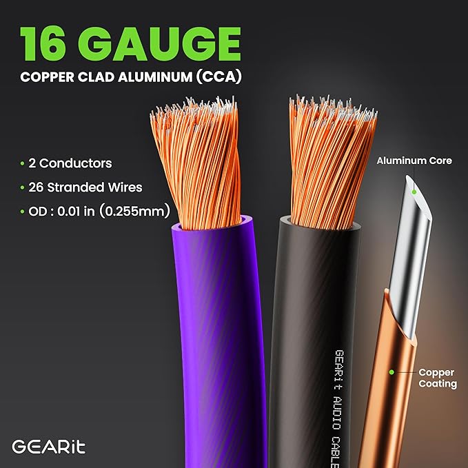 GEARit Pro Series 16AWG Speaker Wire, 16 Gauge Speaker Wire Cable (100 Feet / 30 Meters) Great Use for Home Theater Speakers and Car Speakers, Transparent Black/Purple