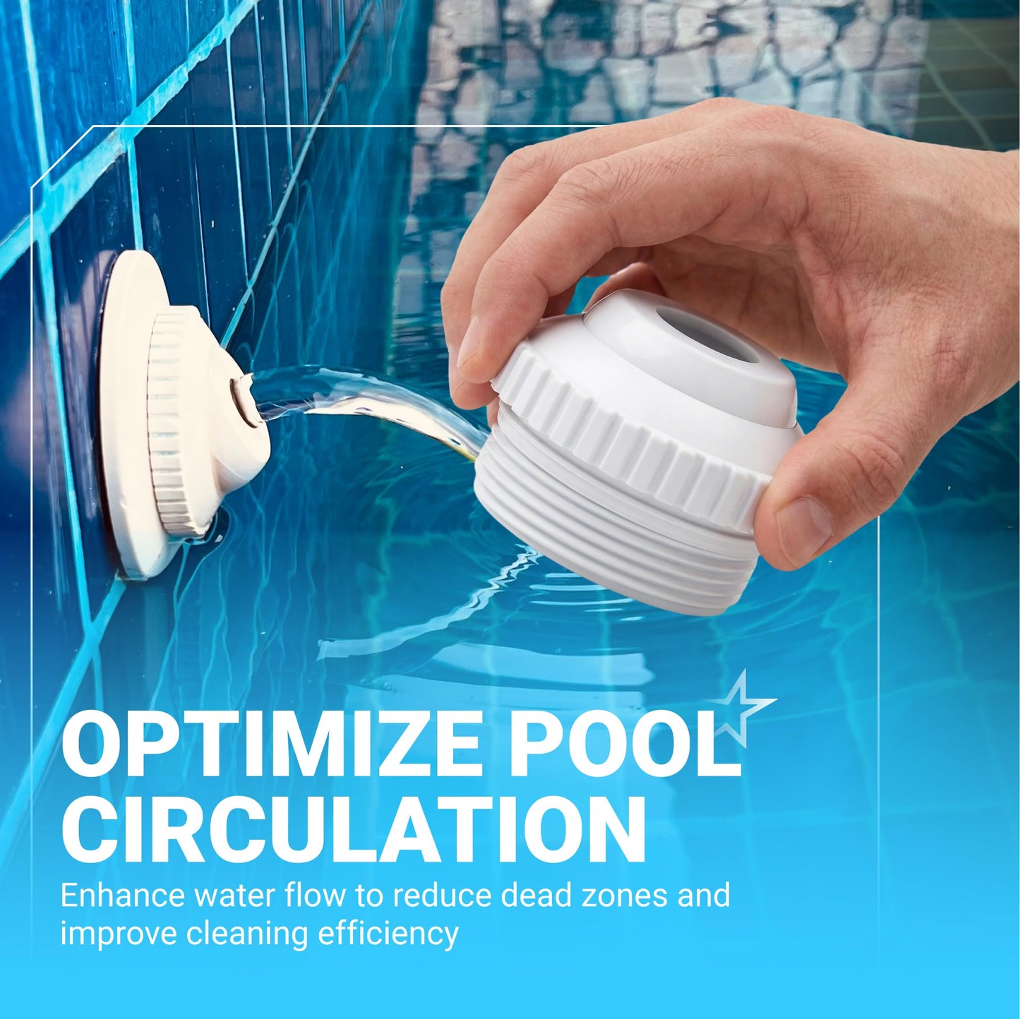 BlueStars Upgraded Pool Jet Nozzles SP1419D Directional Flow Hydrostream Return Jet Compatible with Adjustable 3/4" Opening Rotating Eyeball and 1-1/2 Inch MIP Thread - PACK OF 8