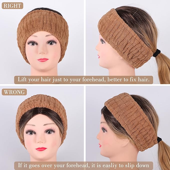 9 Pcs Spa Headband for Washing Face,Skincare Headband and Wristband Set,Women Teen Girls Facial Hairbands for Washing Face, Makeup, Sports, Yoga (orange red + khaki + dark khaki)