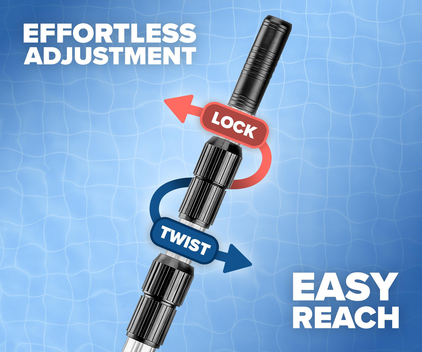 Swimming Pool Pole - 13 Feet Aluminum Telescopic Pool Pole for Cleaning // Telescoping Pool Extension Pole // Adjustable Pool Cleaning Stick for Brush, Skimmer, Vacuum - Inground & Above Ground Pools