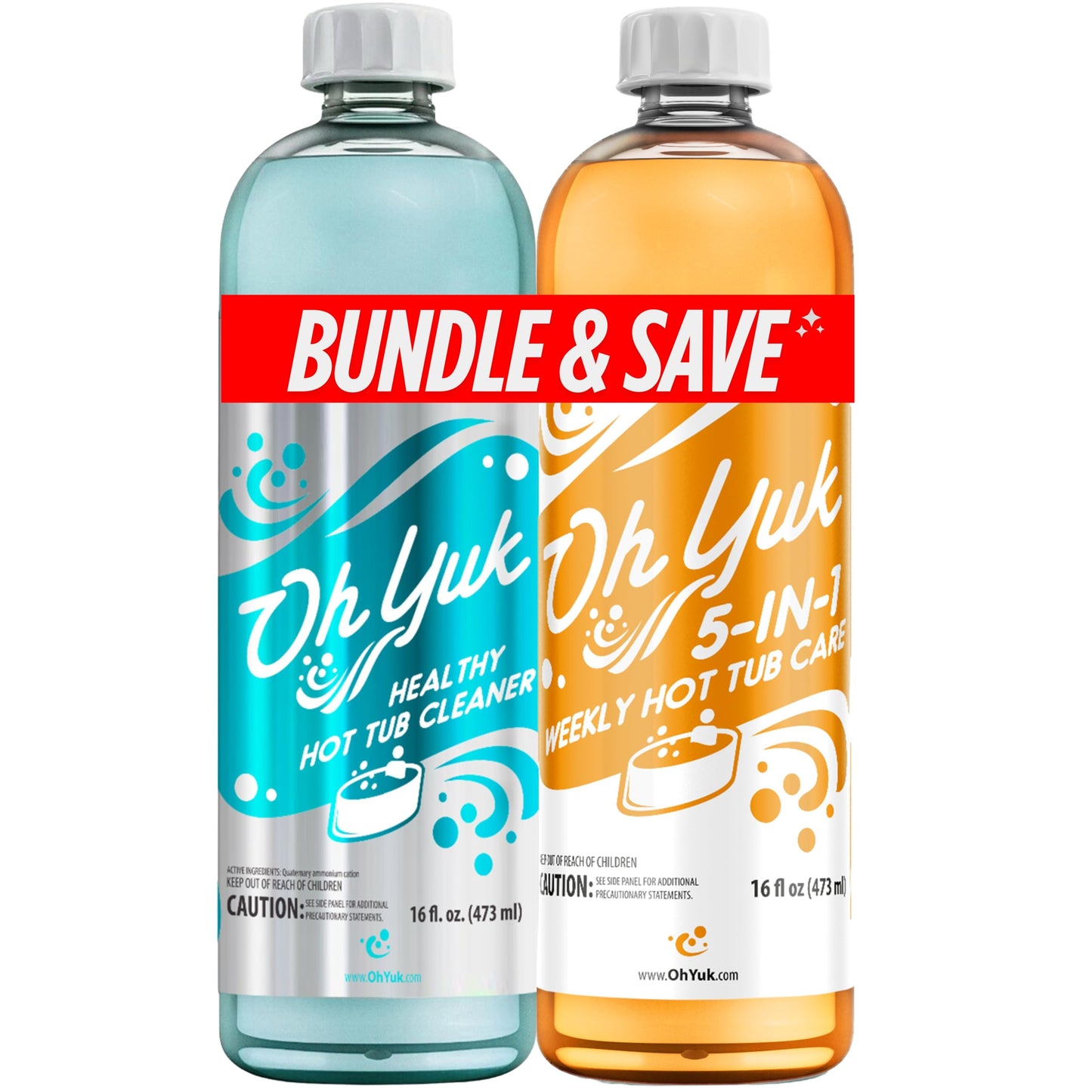 Oh Yuk Hot Tub Cleaner + 5 in 1 Weekly Hot Tub Care Combo, Hot Tub Chemicals, Hot Tub Jet Cleaner, Spa Chemicals for Hot Tub, Water Clarifier, Conditioner and Spa Treatment