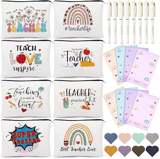UAREHIBY 32 PCS Teacher Appreciation Gifts In Bulk, Teacher Gift with Makeup Bag for Women, Thank You Gifts for New Teachers,Christmas Gift,Valentine Gifts