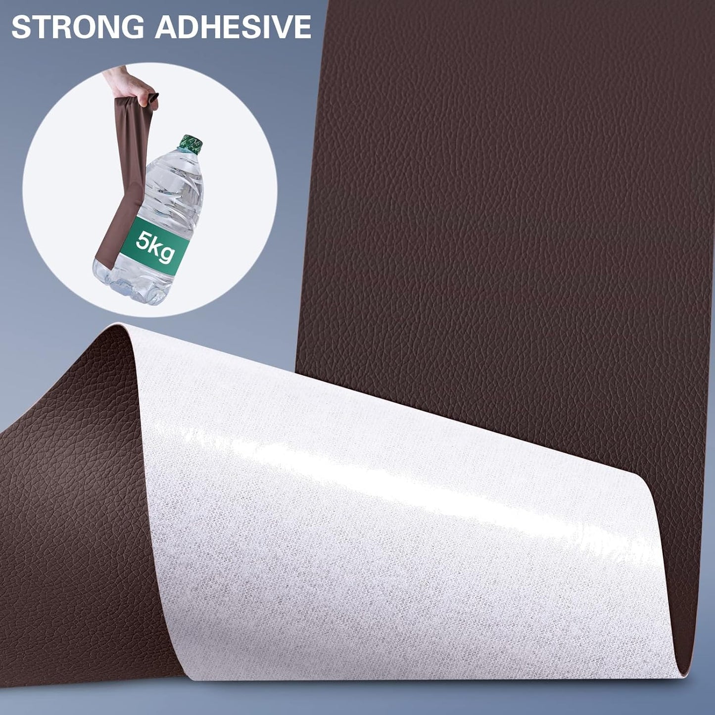 MemoireForm Leather Repair Patch, 24 x 54 Inch, Self Adhesive Leather Repair Tape, Large Vinyl Patch Kit, Vinyl Repair Tape, for Couches, Car Seats, Chairs, Furniture (Dark Brown)