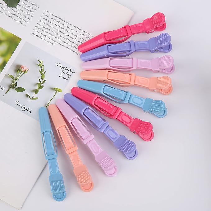 HH&LL Hair Clips for Women – Wide Teeth & Double-Hinged Design – Alligator Styling Sectioning Clips of Professional Hair Salon Quality - 10Pack