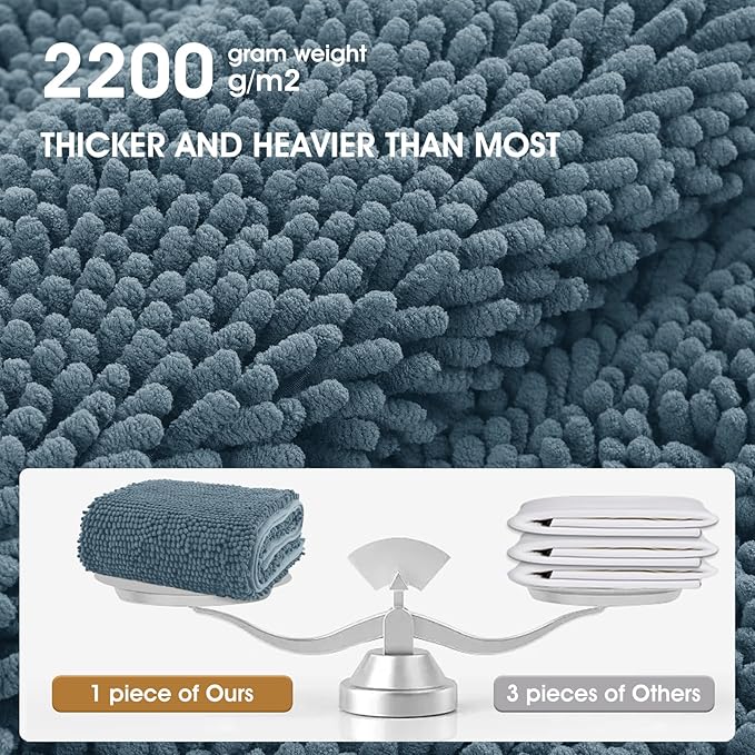 IM HOME Chenille Absorbent Outdoor Doormat 71" x 25", Washable Muddy Door Mats for Dog Non Slip Indoor Doormat Dog Mat for Muddy Paw Front Inside Doormats for Entryway Dusty Blue