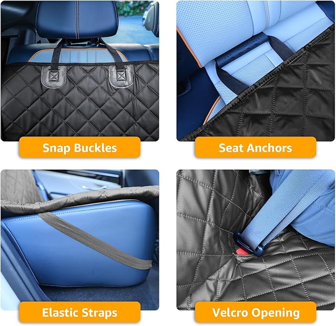 PETICON Waterproof Scratchproof Pet Bench Seat Covers for Cars, Trucks, SUVs, Nonslip Durable Back Seat Cover for Dogs, Washable Backseat Protection, Gray