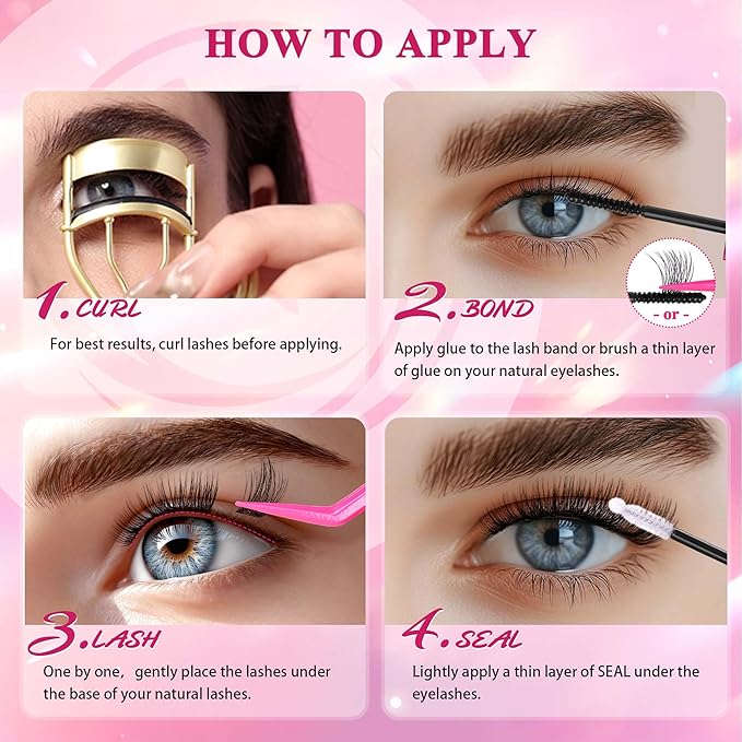 Lash Clusters Eyelash Clusters Wispy Lashes 536PCS EyeLashes Natural Lash Extensions Individual Lashes D Curl DIY At Home