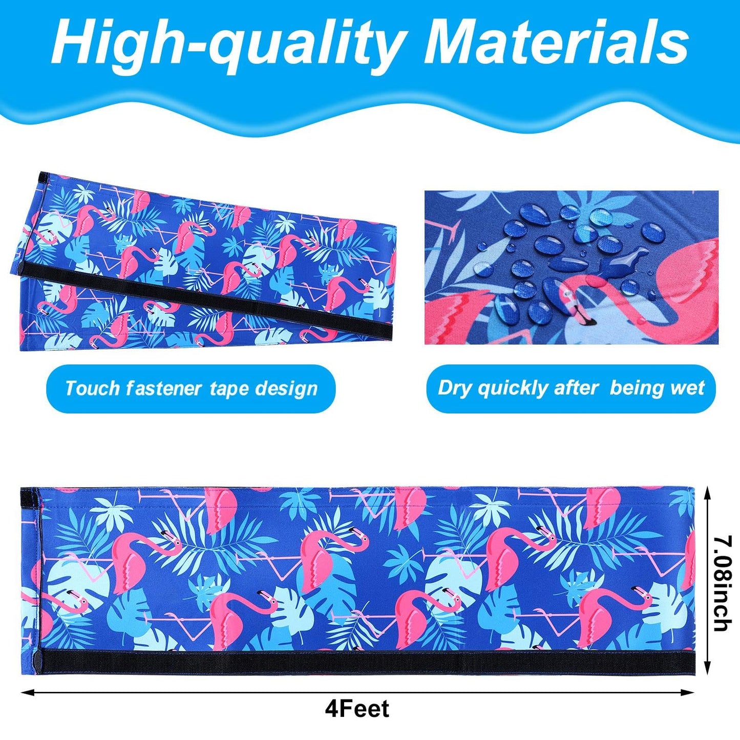 Junkin 4 Feet Pool Handrail Cover Tropical Flamingo Hook and Loop Inground Swimming Pools Hand Rail Ladder Handles Cover Safety Anti-Slip Cool Touch Heat Resistant Rail Grip Handles Sleeve Blue Grip