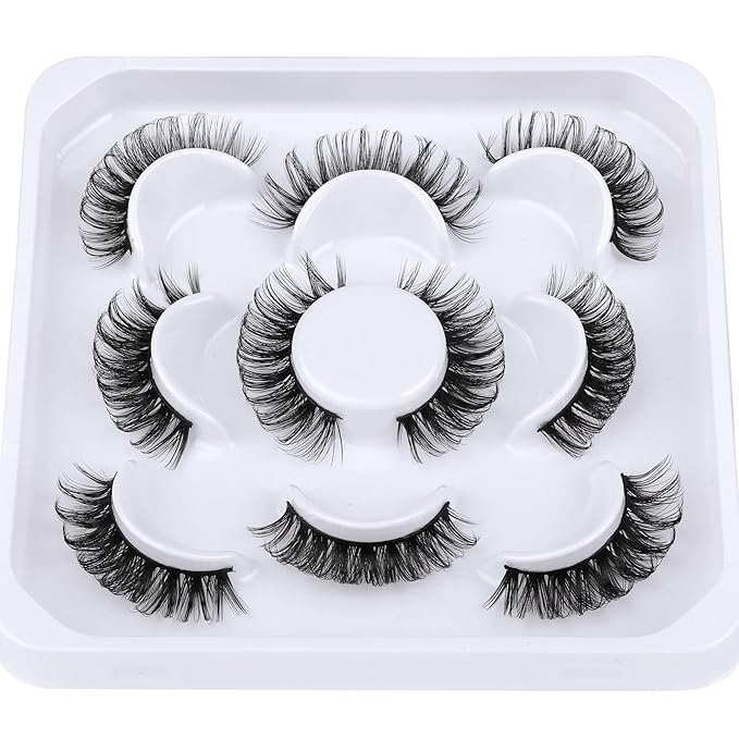 False Lashes Russian Strip Lashes DD Curly False Eyelashes Natural Look Fluffy Fake Eyelashes Pack