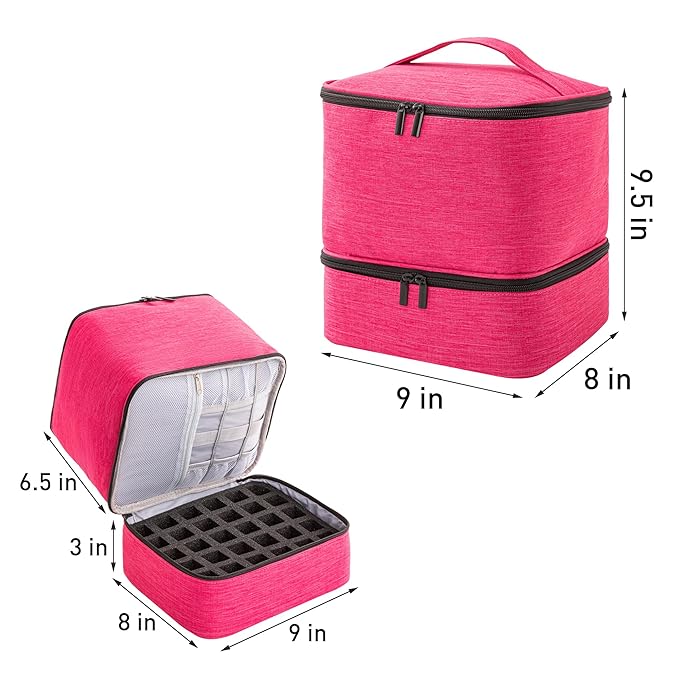 Travel Nail Polish Organizer, Holds 30 Bottles (15ml), Double-layer Nail Polish Carrying Case, Large Capacity Portable Storage Bag for Nail Varnish and Manicure Set