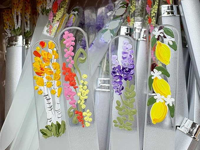 Hand-Painted Pastel Snapdragons Glass Nail File Ã¢ÂÂ Czech Crystal Manicure Tool, Gentle Durable Nail Care Gift for Women