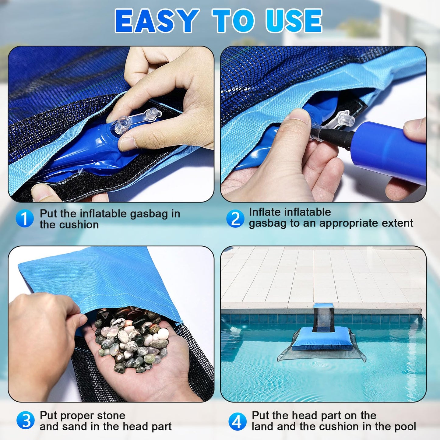 Weallere Animal Saving Escape Ramp,Animal Saver for Swimming Pool Critter, Rescue for Toads, Lizards, Ducks, Snakes, Chipmunk, Mice, Blue 2pcs