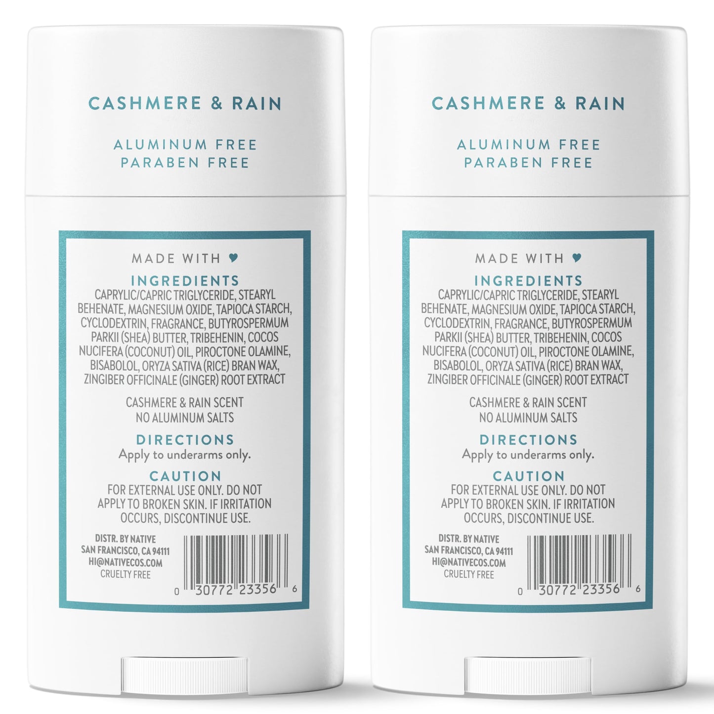 Native Cashmere & Rain Twin Deodorant Bundle Pack 2 x 2.3 oz