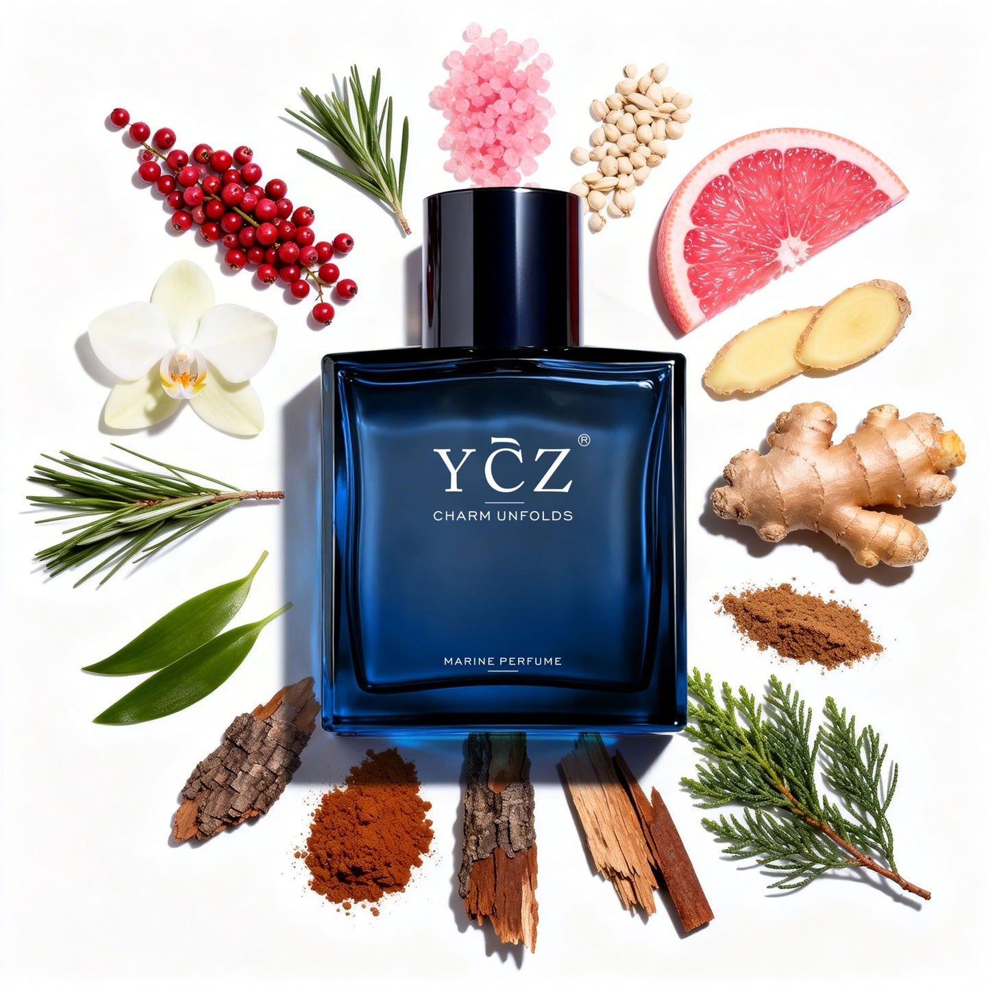Ycz Charm Unfolds Marine Perfume for Men, 1.7 oz. Long Lasting Eau De Parfum Cologne For Men, Oriental Woody Fragrance - Ideal Special Occasions, Making it the Ideal gentlemen’s Gift