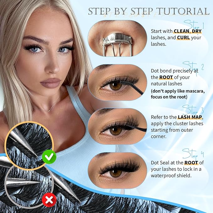 PHKERATA Wispy Lash Clusters Fluffy Eyelash Clusters for Volume, Fairy Cluster Eyelash Extensions DIY C Curl Individual Lashes with Soft Thin Band for Natural Look, 120Pcs, 10-16mm