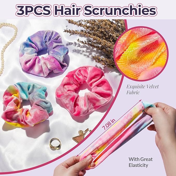 LEOBRO Makeup Headband, Spa Headbands, Skincare Headbands for Women, Headband for Washing Face, with Hair Band, Hair Scrunchies, Gifts for Teens, Girls, Women (Rainbow/Hot Pink/Violet)