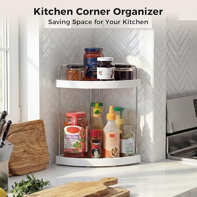 Vtopmart 2-Tier Bathroom Countertop Organizer, Vanity Dresser Counter Tray Shelf for Skincare, Perfume, Makeup, Silver