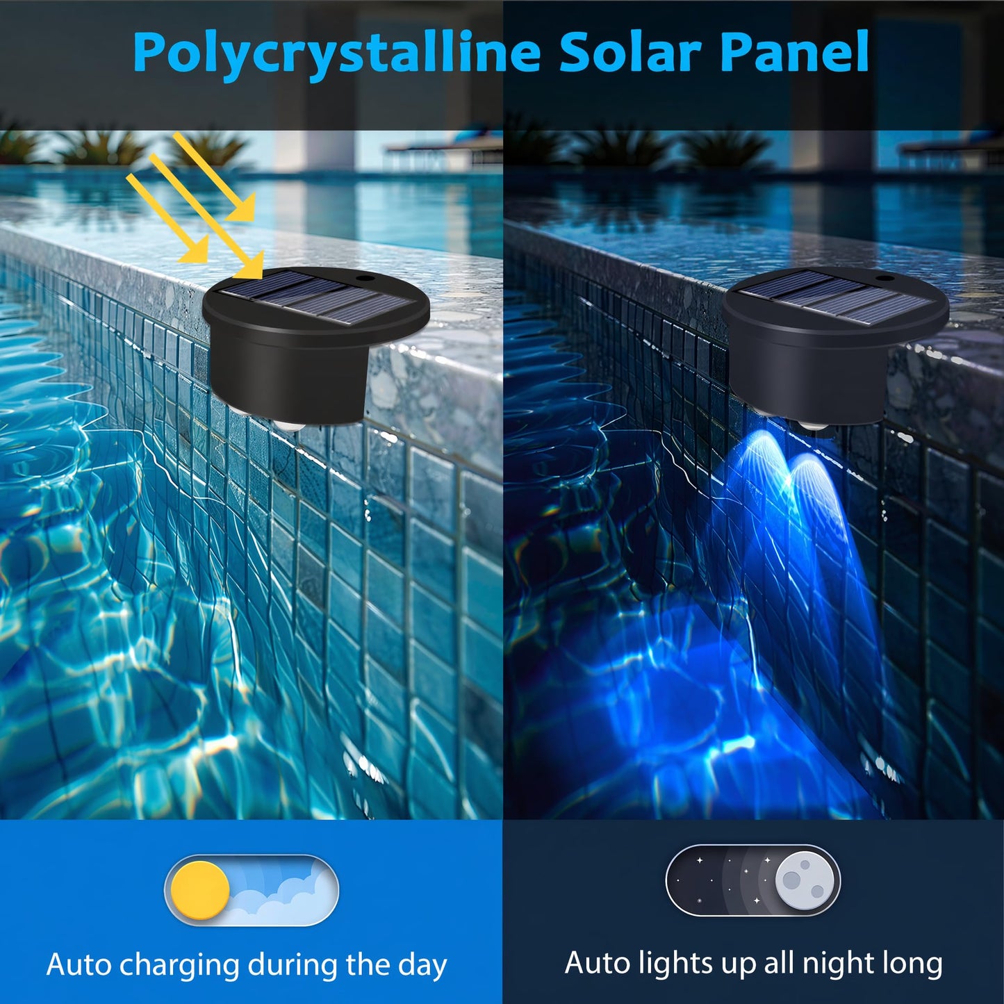 redaica 4 Pack Poolside Solar Pool Lights, Waterproof LED Pool Lights for Inground & Above Ground Pool, RGB Pool Lights Solar Powered for Pool, Fence, Deck, Swimming Accessories Pool Party Decor
