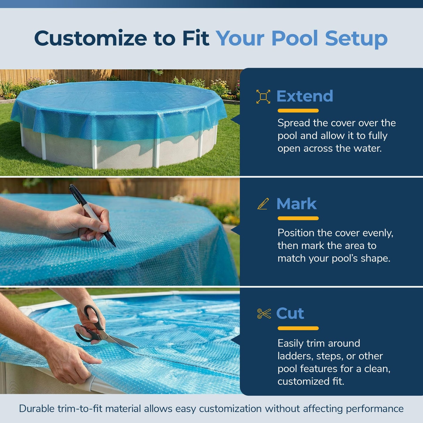 Blue Wave 12-ft Round Solar Pool Cover 8-Mil Blue – Solar Cover for Above Ground Pool, Thermal Bubble Blanket for Heat Retention & Reduced Evaporation
