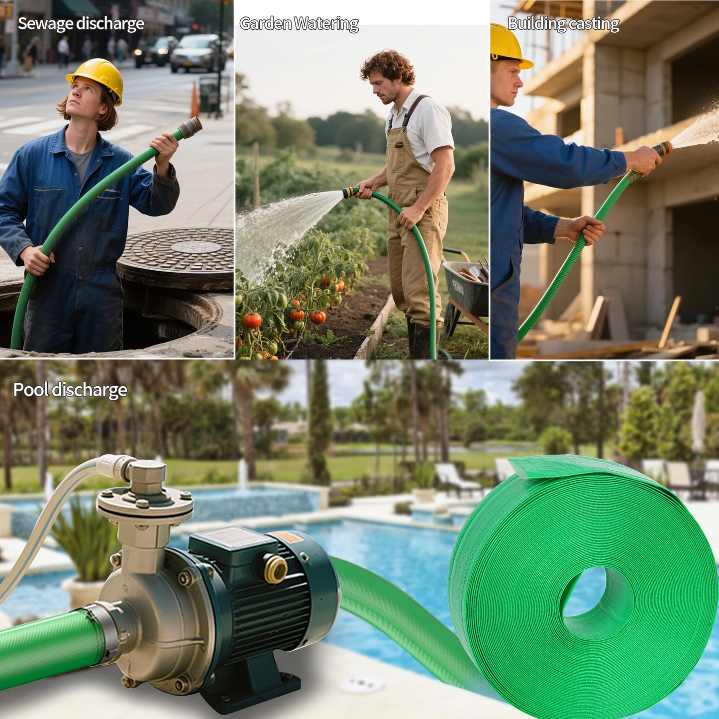 USTAR 2" x 200' Pool Backwash Hose: Pool Drain Hose, Sump Pump Hose with Heavy-Duty 3-Layer, Lightweight, Kink-Resistant for Pool Drain, Irrigation
