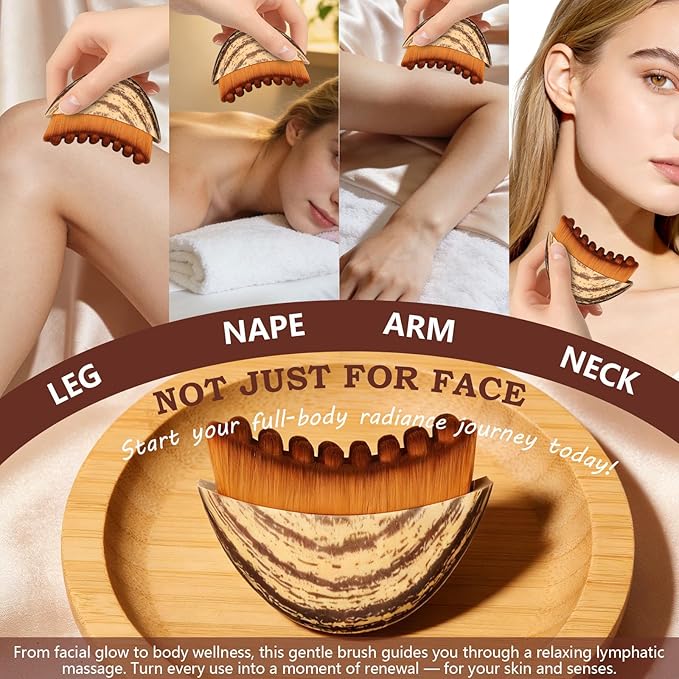2026 New Lymphatic Contour Face Brush,Lymphatic Drainage Massager for Chin & Neck, Jawline & Neck Lymphatic Massage Brush for Contouring, De-Puffing & Smoother Skin, Skin Firming