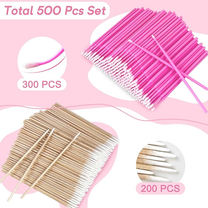 Micro Applicator Brushes & Microblading Cotton Swabs - Precision Beauty Supplies for Eyelash Extensions, Permanent Makeup, Brow Lamination, Lash Serum Applications