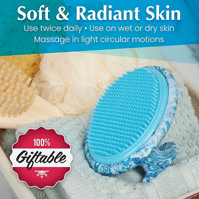 Dylonic Body Brush for Razor Bumps and Ingrown Hairs Treatment - 1pk Skin Exfoliator for Body Shaving Irritation, Strawberry Legs, Armpit, Bikini Line - Blue