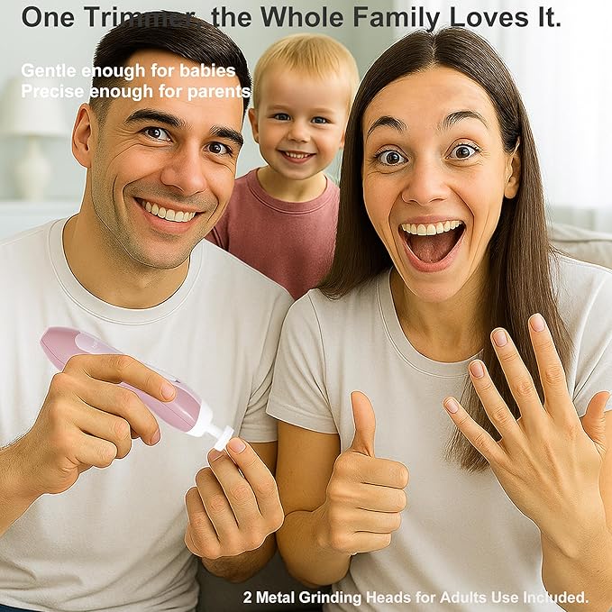 Fansidi Upgraded Baby Nail File | Easy & Safe Baby Nail Trimmer, Precise 4-Stage Electric Nail Clipper for Newborn to Toddler Girl, with Soft LED Light & 18 Grinding Heads, Perfect Baby Shower Gift
