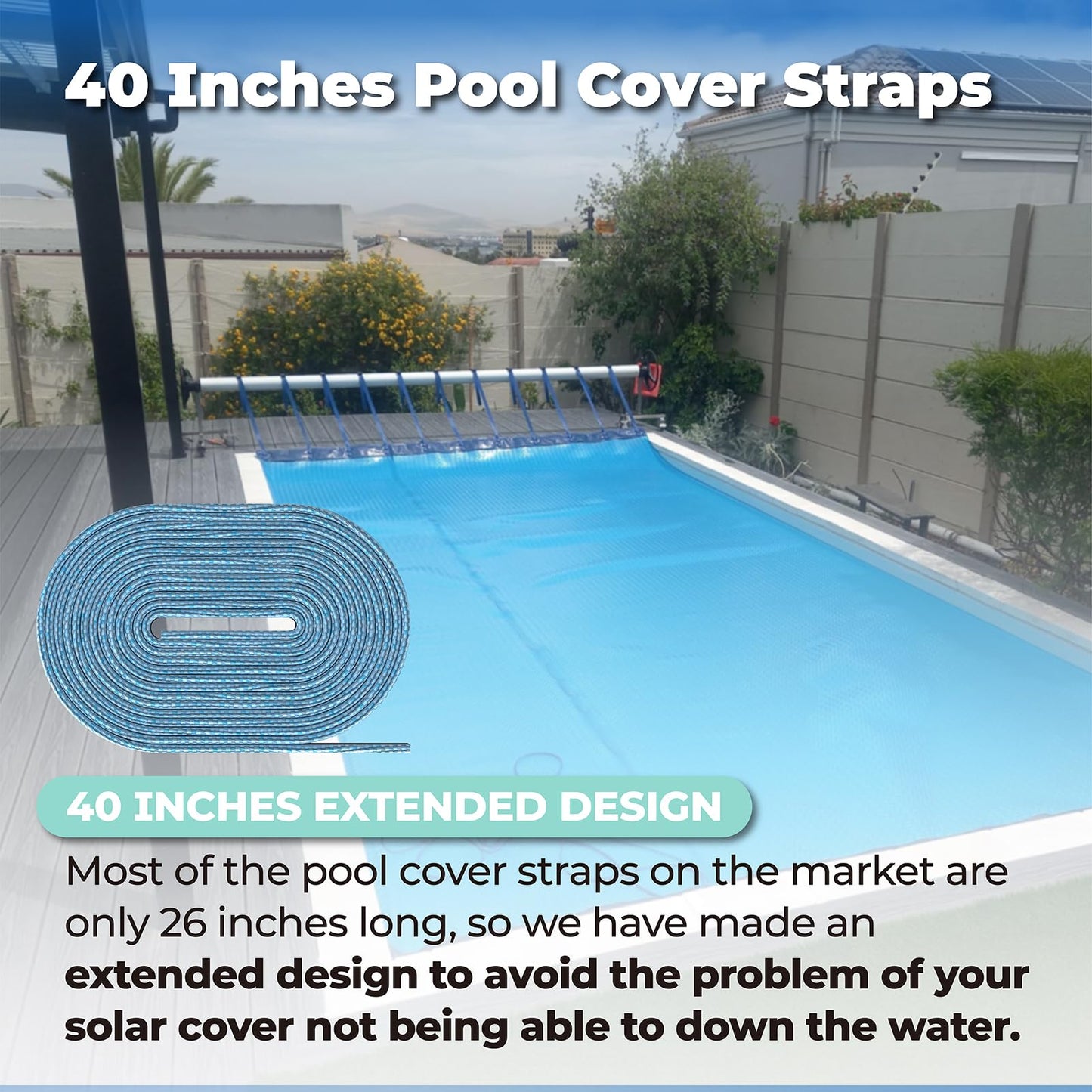 ANTOBLE Tube and Solar Cover Fastening Kit, Extended Pool Solar Cover Straps Clips Reel Attachment Kit Compatible with Feherguard Inground and Aboveground Pool Roller